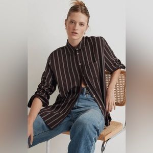 Madewell oversized satin boyshirt XS